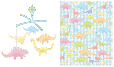 Seamless pattern and mobile for baby boy design のイラスト素材