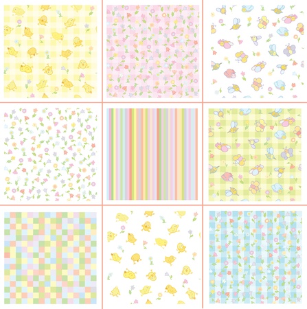 Cute patterns for your design, flora and birds.のイラスト素材