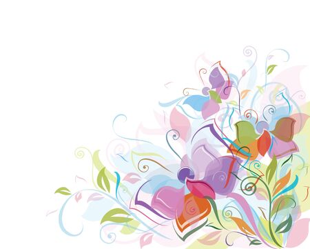 Floral background, butterfy.のイラスト素材