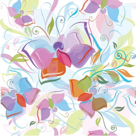 Seamless pattern of flora and butterflyのイラスト素材
