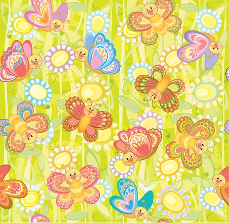 Seamless cute pattern of butterflies のイラスト素材
