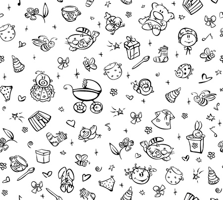 Seamless cute pattern of baby stuff. のイラスト素材