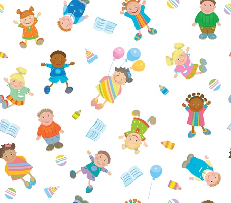 Seamless pattern of fun kidsのイラスト素材