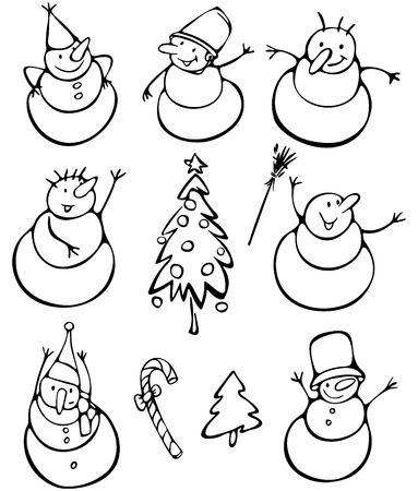 Fun snowmen and elements for design  のイラスト素材