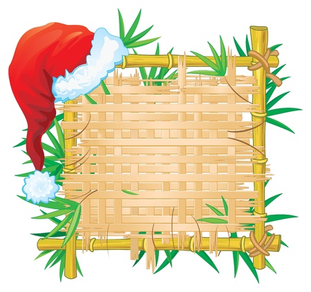 Bamboo frame with hat.のイラスト素材