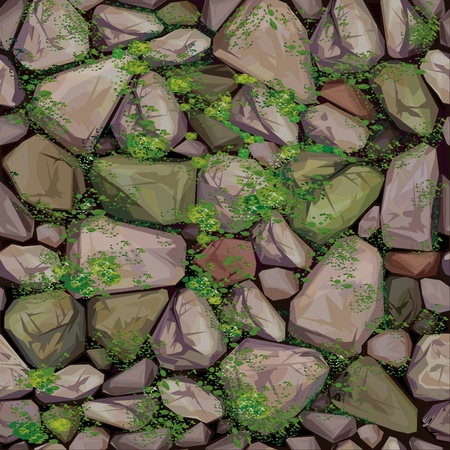 Vector seamless texture of stones covered moss. のイラスト素材