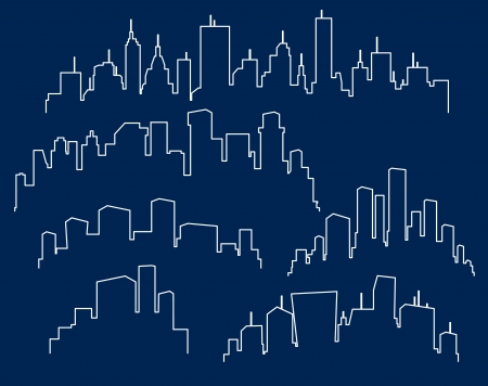 Set of cities silhouetteのイラスト素材