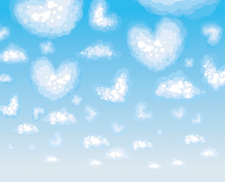 Sky background with clouds heart s shape のイラスト素材