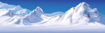 winter landscape, mountains covered snow のイラスト素材