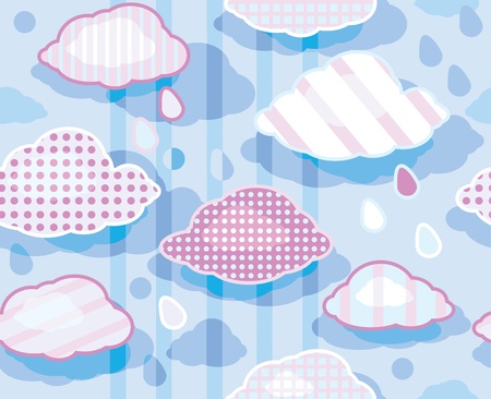 Seamless cute pattern of sky with clouds のイラスト素材