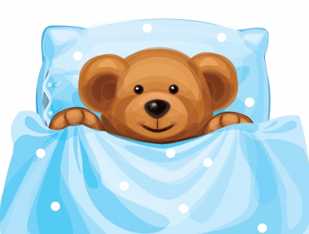 cute baby bear in bed のイラスト素材