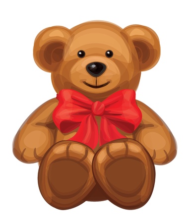 cute brown bear with red bow  のイラスト素材