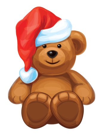 fun brown bear in red Santa s hat のイラスト素材