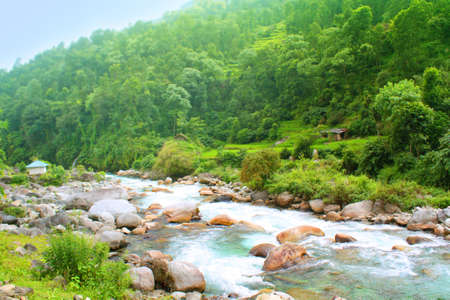 Mountain river , Himalaya landscapeの写真素材