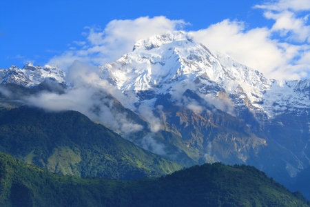 Himalayan mountains in cloudsの写真素材