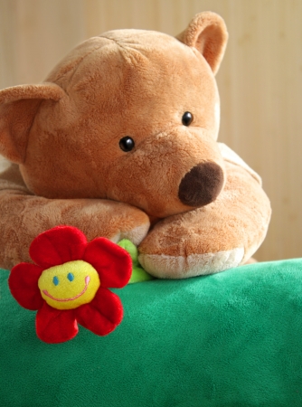 Cute  bear with flower.の写真素材