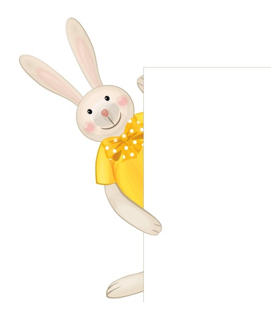 Vector of cute rabbit hiding by blank のイラスト素材