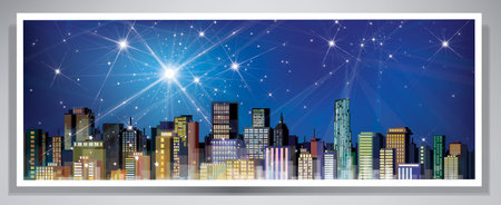 Vector banner night cityscape  のイラスト素材