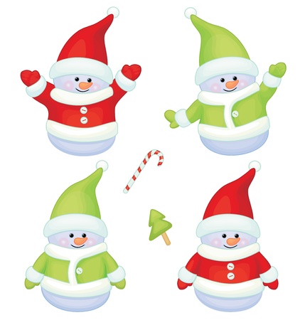Vector of fun snowmen isolated のイラスト素材