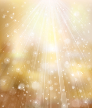 Vector glitter golden background with rays and lights. のイラスト素材