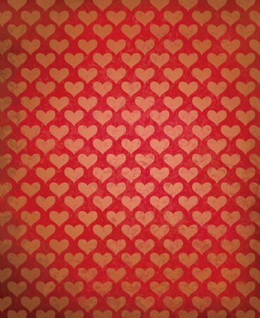 Vector red grunge background with heart pattern のイラスト素材