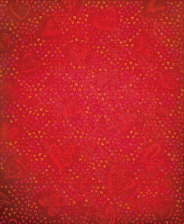 Vector red grunge background with heart pattern.のイラスト素材