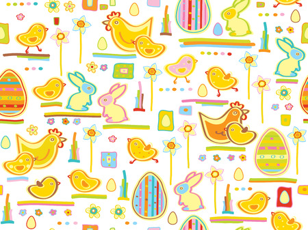 cute seamless pattern, happy Easter のイラスト素材