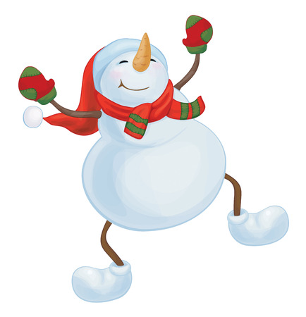Vector dancing snowman のイラスト素材