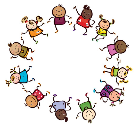 happy children different races circle shape.のイラスト素材