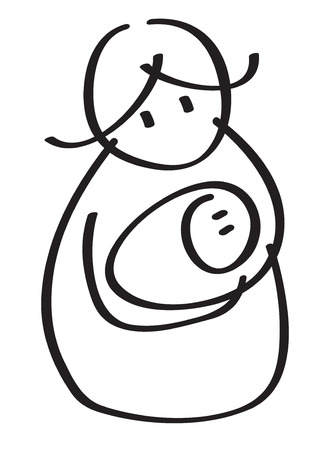 mother with baby silhouette.のイラスト素材