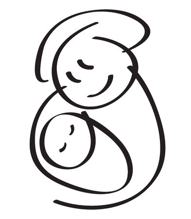 mother with baby silhouette.のイラスト素材