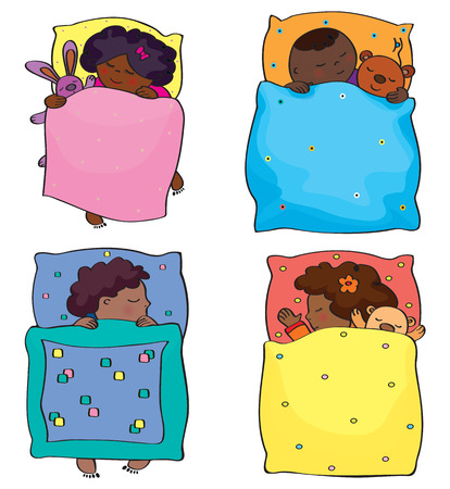 Vector sleeping kids のイラスト素材