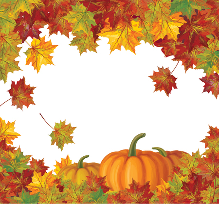 autumn leaves and pumpkins background.のイラスト素材