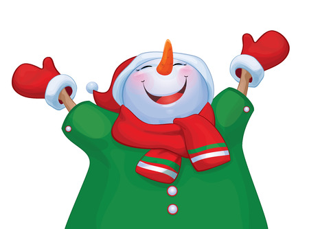 Vector happy snowman cartoon isolated.のイラスト素材