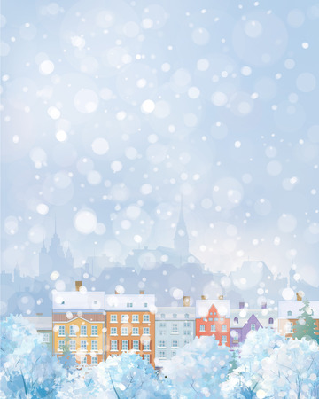 Vector winter cityscape.のイラスト素材