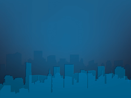 Vector abstract night city background in blue colors.のイラスト素材
