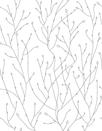 Vector seamless pattern, branches and leaves.のイラスト素材