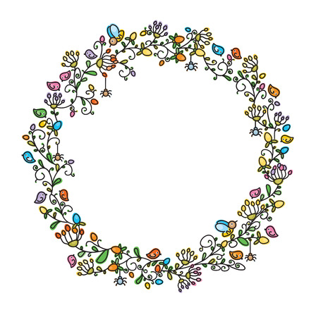 Vector floral  circle frame.のイラスト素材