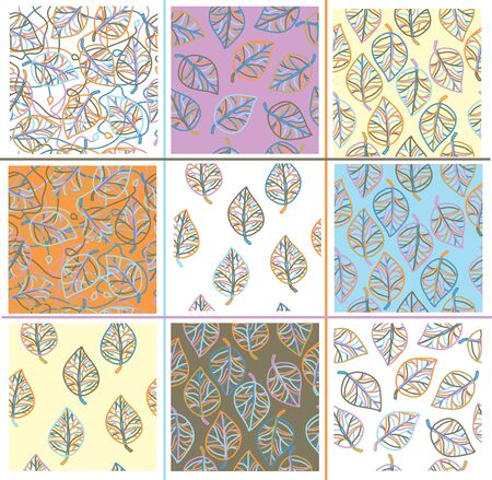 Vector set  seamless leaves patterns.のイラスト素材