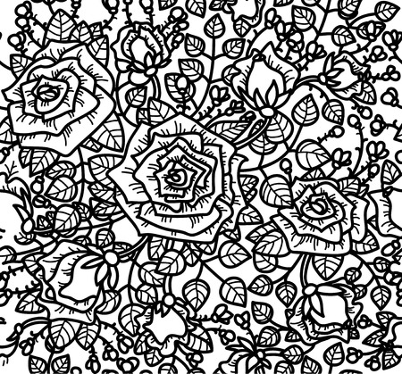 Vector seamless roses pattern.のイラスト素材