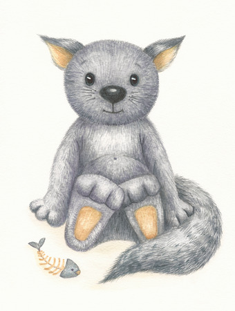 Cute kitten, watercolor.の写真素材