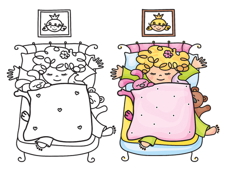Sleeping baby girl.のイラスト素材