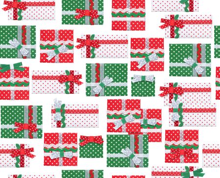 Seamless pattern handmade fabric gifts isolated.の写真素材