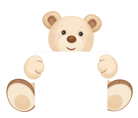 cute brown bear holding blank isolated.のイラスト素材
