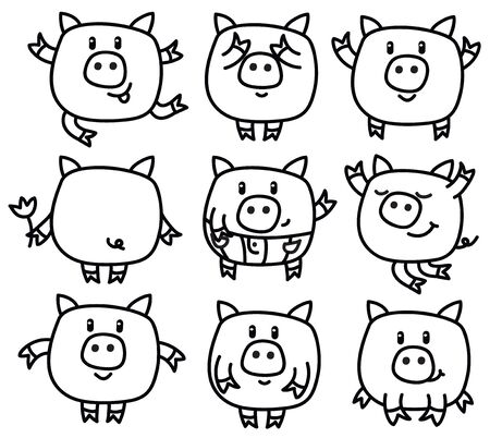 cute pigs cartoons isolated.のイラスト素材