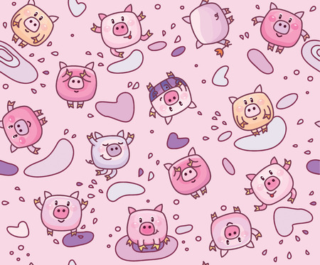 cute pigs cartoons seamless pattern.のイラスト素材