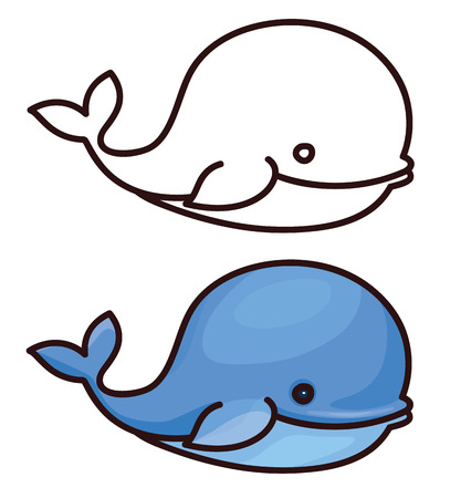 cute whale cartoon isolated.のイラスト素材