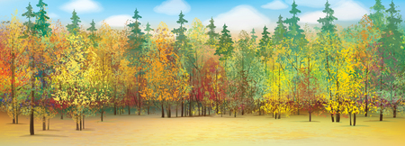 Vector autumn forest background.のイラスト素材