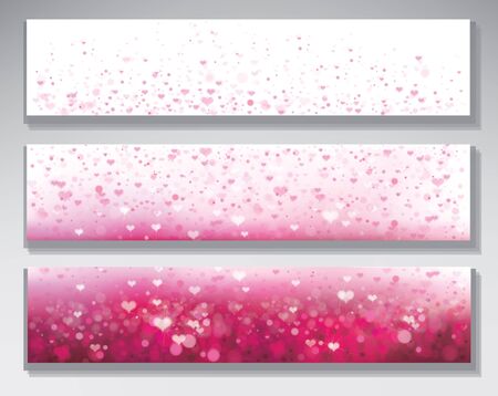 Vector pink bokeh  background with hearts.のイラスト素材