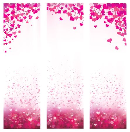 Vector pink bokeh  background with hearts.のイラスト素材